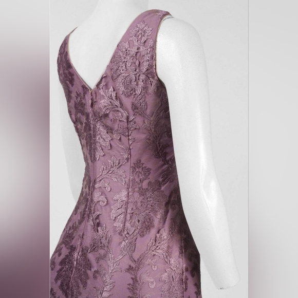 Adrianna Papell Boat Neck Sleeveless Tafetta Embroidered Mesh Dress with Jacket - Picture 5 of 8